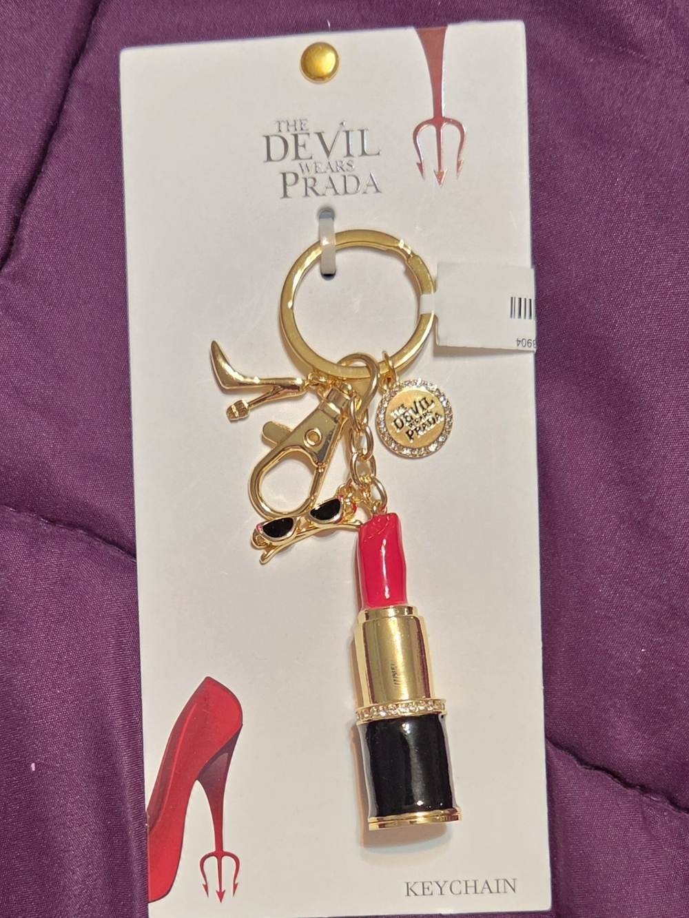 The Devil Wears Prada Lipstick Keychain - Gold & Red